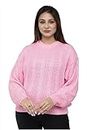 Wear lusso Women 100% Wool Pullover Sweater Regular Fit for Winter Wear | Full Sleeve | Stylish Sweater Crafted with Comfort Fit and Modern Clothing for Winter Wear (XX-Large, Baby Pink)