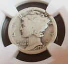 Moneda de diez centavos Mercury 1916-D 10C, ¡fecha clave! Detalles de NGC AG.