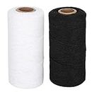 Embroidery Machine Thread, 2Pcs 250M 8/4 Cotton Warp Yarn Weaving Quilting Spinning Threads for Embroidery Sewing Machine, 1 Black and 1 White