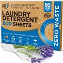 Hojas de detergente para ropa - hojas de jabón - hojas de viaje para lavadora natural - 80 cargas