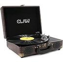 (Refurbished) CLAW Stag Portable Vinyl Record Player Turntable with Built-in Stereo Speakers (Brown Wood)
