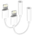 Apple MFi Certified 2 Pack Lightning to 3.5 mm Headphone Jack Adapter for iPhone, iPhone Aux Adapter Converter Dongle Audio Cable Compatible with iPhone 14 13 12 11 X XS 8 7