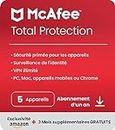 McAfee Total Protection 2024 Exclusivité Amazon, 5 appareils|Antivirus, VPN, gestion des mots de passe, sécurité mobile et Internet|PC/Mac/iOS/Android|Abonnement de 15 mois|Code d'activation par email