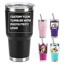 Personalized Photo 20oz 30oz Stainless Steel Tumbler,Custom Coffee Tumbler Cup With Lid And Strawstraw Vacuum Insulated With Text Photo Logo (PERSONALIZED)
