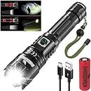 Shadowhawk Torches LED Super Bright, 30000 Lumens Rechargeable LED Torch, USB Tactical Flashlight, XHP70.2, IP67 Waterproof, 5 Light Modes Zoomable, for Camping Hiking Emergency