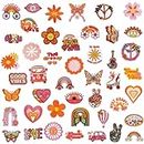 45pcs Chenille Patches, Groovy Retro Hippie Iron on Patches Embroidered Applique Patches Vintage Boho Patch Decorative DIY Accessories for Clothing Backpacks Dresses Hats Jeans Pants Jackets
