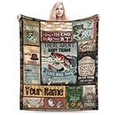 KSUPER Personalized Hunting Fishing Blanket,Personalized Blanket with Name,Fishing Gifts for Men,Funny Fishing Gifts for Dad,Father's Day Blanket Fishing Gifts for Dad Grandpa,60"X50"