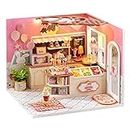 Cuteroom DIY Holzpuppen Haus Handwerk Miniatur Kit-Boy Schlafzimmer Modell & alle Möbel (Happiness Ice Cream Shop)