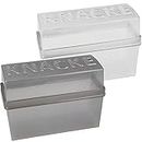 com-four® 2x Knäckebrot-Dose mit Deckel - luftdichte Aufbewahrungsboxen - 1,65 Liter Knäckebrotbox - Brotbox für Küche und unterwegs - Brotkasten ca. 20 x 9 x 14 cm (2 Stück - grau/weiß)