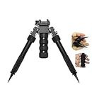 FIRECLUB Bipod Tactical Adjustable Quick Detach Picatinny Rail Mount Sniper Hunting (Black) with Spikes and Metal Foregrip