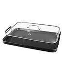 Vayepro 2 Burner Griddle Pan with Glass Lid,Stove Top Flat Griddle for Glass Stove Top,Aluminum Pancake Griddle,Non-Stick Griddle for Gas Grill, Double Burner Camping Griddle