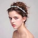 Wendalern Boho Diadema de flores de cristal diadema de flores plateadas cadena de cabeza de flor de diamantes de imitación accesorios decorativos para el cabello para mujeres y niñas