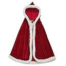 Christmas Halloween Velvet Hooded Long Robe Cloak Mrs Santa Claus Costume Cape Dress up Props