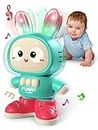 AYYU Crawling Rabbit Baby Toy Gifts, Infant Tummy Time Toys, Cute Dancing Walking Moving Babies Sensory Induction Rabbit with Light Up Music for 0-6 6-12 1-3 4+ Month Old Boys Girls Toddler