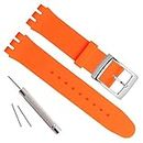 Silver Plated Stainless Steel Buckle Waterproof Silicone Rubber Watch Strap Watch Band (17mm, Orange)