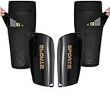 Soccer Shin Guards for Kid Youth Teen Adult - Shin Guards Sleeves with Inserted Pocket Cushion Protection Reduce Shocks and Injuries for TeamSports (Black, Medium)