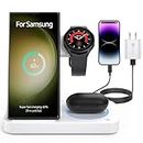 Wireless Charging Station for Samsung Wireless Charger Dock Magnet Compatible Galaxy Watch 5 Pro/4/3 Active 2/1 Galaxy S23/S22/S21/S20/S10/e/Note 20/10/9/Z Flip 4/3 Fold 4/3 Galaxy Buds2 Pro/Live