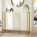 Oikiture Console Table, 95cm Entryway Tables with Marble Tabletop and Steel Frame Coffee Table Side Table End Table