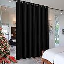 RYB HOME Blackout Thermal Insulated Blind Curtains, Noise Reduce Barrier for Nursery, Portable Curtain for Sliding Glass Door/Storage/Space Room Divider, 7 ft Tall x 8.3 ft Wide, Black, 1 Panel