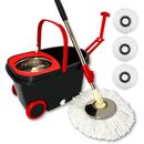 360° Rotating Head Easywring Spin Dry Floor Mop Wheels Bucket 3* Microfiber Head