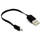 Selna Premium Black Short Flat USB Cable Charging Power Cord Data Sync Wire for Nokia Lumia 520 521 635 710 810 820 822 925 928 1020 Icon 920 925 - 1520 1320, Huawei Ascend P6 P7, Galaxy Round, Alcatel OneTouch Idol Mini