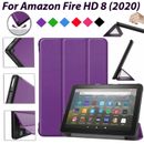 Magnetic Leather Case For Amazon Fire HD 8 (2020) Smart Shockproof Folio Cover