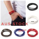 Leather Bracelet Wristband Multilayer Rope Bands Wrap Mens Accessories Unisex AU