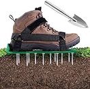 Ohuhu Lawn Aerator Shoes with Stainless Steel Shovel, Free-Installation Aerating Shoes with Hook & Loop Straps, Heavy Duty Spiked Aerating Sandals, Universal Size for Yard Patio Garden Grass Lawn