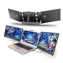domyfan 14" Laptop Screen Extender, FHD 1080P IPS Triple Portable Monitor for Laptop, HDMI/USB-A/Type-C Plug and Play for Windows, Mac, Android, Chrome, Switch & PS5, Work with 13.3”-17” Laptops
