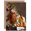 Wee Blue Coo CARD GREETING GIFT PAINTING STILL LIFE BACHELIER FLOWERS VIOLIN
