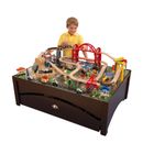 Wooden Train Set And Table Railway With 100 Pieces And Storage Drawer Espresso