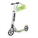 HUDORA BigWheel 205 Scooter - Stable Aluminum Scooter - Adjustable & Foldable City Scooter with Stand - Sporty Scooter for Kids & Adults up to 100kg, black/green