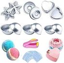 Bath Bomb Mold Stainless Steel Set with 100 Shrink Wrap Bags and 1 Mini Heat Sealer for DIY Bath Bombs Handmade Soaps,Cake