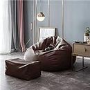 INSTER 4XL Bean Bag Cover with Square Footrest with Cushion Without Beans Only Cover (Faux Leather)(Brown)