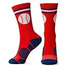 ChalkTalkSPORTS Baseball Athletic Woven Mid-Calf Socks | Boston Socks | Size Large