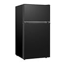 HAILANG Mini Fridge With Freezer,3.2 Cu.Ft Compact Refrigerator,Mini Refrigerator With 2 Doors For Bedroom,Office,Kitchen,Apartment,Dorm(black.)