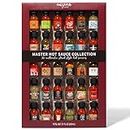 Thoughtfully Gourmet, Master Hot Sauce Collection Gift Set, Flavours Include Garlic Herb, Cayenne Bacon, Apple Whiskey, Mango Habanero and More, Pack of 30