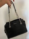 Michael Kors Studded Black Leather Chain Tote Bag 1Mk1101 - AUTHENTIC