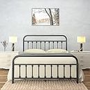 CastleBeds Vintage Full Size Black Iron Bed Frame with Headboard Footboard Wrought Rod Art Heavy Duty Steel Metal Platform Foundation Farmhouse Industrial Victorian Style 1000 lbs Capacity Ambee21