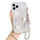 Lovmooful Compatible with iPhone 11 Pro Max Case Clear Cute 3D Glitter Butterfly with Flower Floral Pearl for Girls Women Soft TPU Shockproof Protective Girly for iPhone 11 Pro Max-Pearl Butterfly