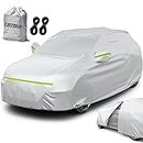 Favoto Car Cover SUV Cover 5 Layer Driver Side Zipper Outdoor Sun Protection with Night Reflective Stripes Waterproof Windproof Dustproof Snow Leaves Scratch Resistant Universal Fit SUV(480-505cm)