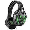 PHOINIKAS PS5 Gaming Headset for PS4, PC, Switch, Q10 Xbox One Headset with Stereo Sound, Detachable Mic, Wireless Bluetooth 5.3 Headphone only for Laptop/Phone/Tablet, 20H Battery (Green)