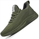 Feethit Mens Slip On Walking Shoes Non Slip Running Shoes Lightweight Tennis Shoes Breathable Workout Shoes Comfortable Fashion Sneakers Olive Green Size 11.5