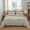 Simple&Opulence Super King Duvet Cover Sets,100% Linen,Cozy Breatherable Washed Linen Bedding with Embroidery Pillowcases,Quilt Cover with Button Closure,260cm x 220cm,Natural Linen