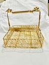 DESIGN MAGNIFIQUE Metal Mesh Wire Square Hamper Shagun Basket/Tray Platter For Packing & Serving Fruits, Sweets & Gifts (8 Inch), Pink