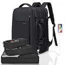 BANGE Travel Shoulder Bag, portable Shoulder Bag durable convertible bag, suitable for 17.3 inch Men and Women's Notebook (45lb Black (with 3 cube), large)...