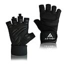 Aethon Gym Gloves with Wrist Support Strap, Extra Padded for Good Grip, Flexible, Professional Weightlifting Exercise Gloves for Cross Training, Workout and Pull Ups, Anti Slip, Unisex, M