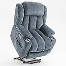 Trustyue 2023 Power Lift Recliner Chair with Full-Body Massage and Heat for Elderly, Hand Remote Control, Upgraded OKIN Motor, USB Ports, Stainless Steel Cup Holders, Chenille Blue