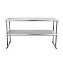 Profeeshaw Stainless Steel Overshelf for Prep & Work Table 12” x 48” NSF Commercial Adjustable Double Shelf 2 Tier for Restaurant, Bar, Utility Room, Kitchen and Garage