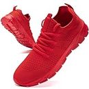 Oltyutc Mens Trainers Running Walking Mesh Shoes Lightweight Comfortable Sneakers Outdoor Sports Footwear Athletic Red Size 5.5 UK(Label Size:39)
